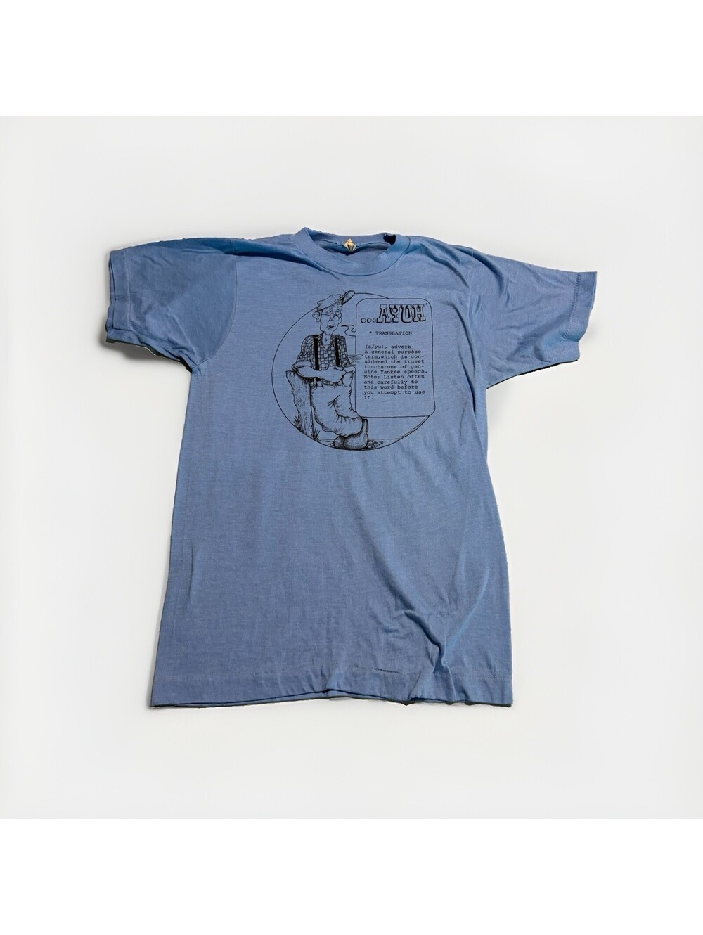 Vintage Screen Stars Blue Old Man “AYUH” Short Sleeve Shirt Sz Medium M